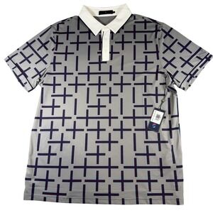 Extracurricular Mens Truss Polo Shirt Sharkskin Grey Geometric Golf XL New